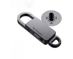 Techspot© Afluisterapparatuur - sleutelhanger - MP3 - Afluisterapparatuur op afstand - Dictafoon - Spy Recorder - Opnameapparaat - Voice Recorder - inclusief oortjes - Zwart