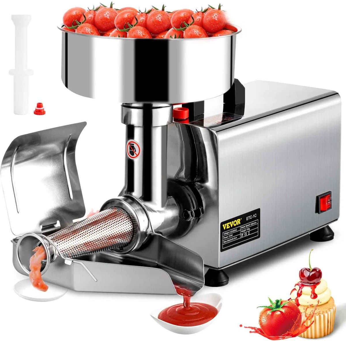 CYRO - Vruchtenpers Electrisch - Tomatenzeef - Tomatenpers - Sausmaker - 304 Stainless Steel - RVS - 2,7L Capaciteit - Zilver — afbeelding 1