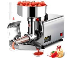 CYRO - Vruchtenpers Electrisch - Tomatenzeef - Tomatenpers - Sausmaker - 304 Stainless Steel - RVS - 2,7L Capaciteit - Zilver