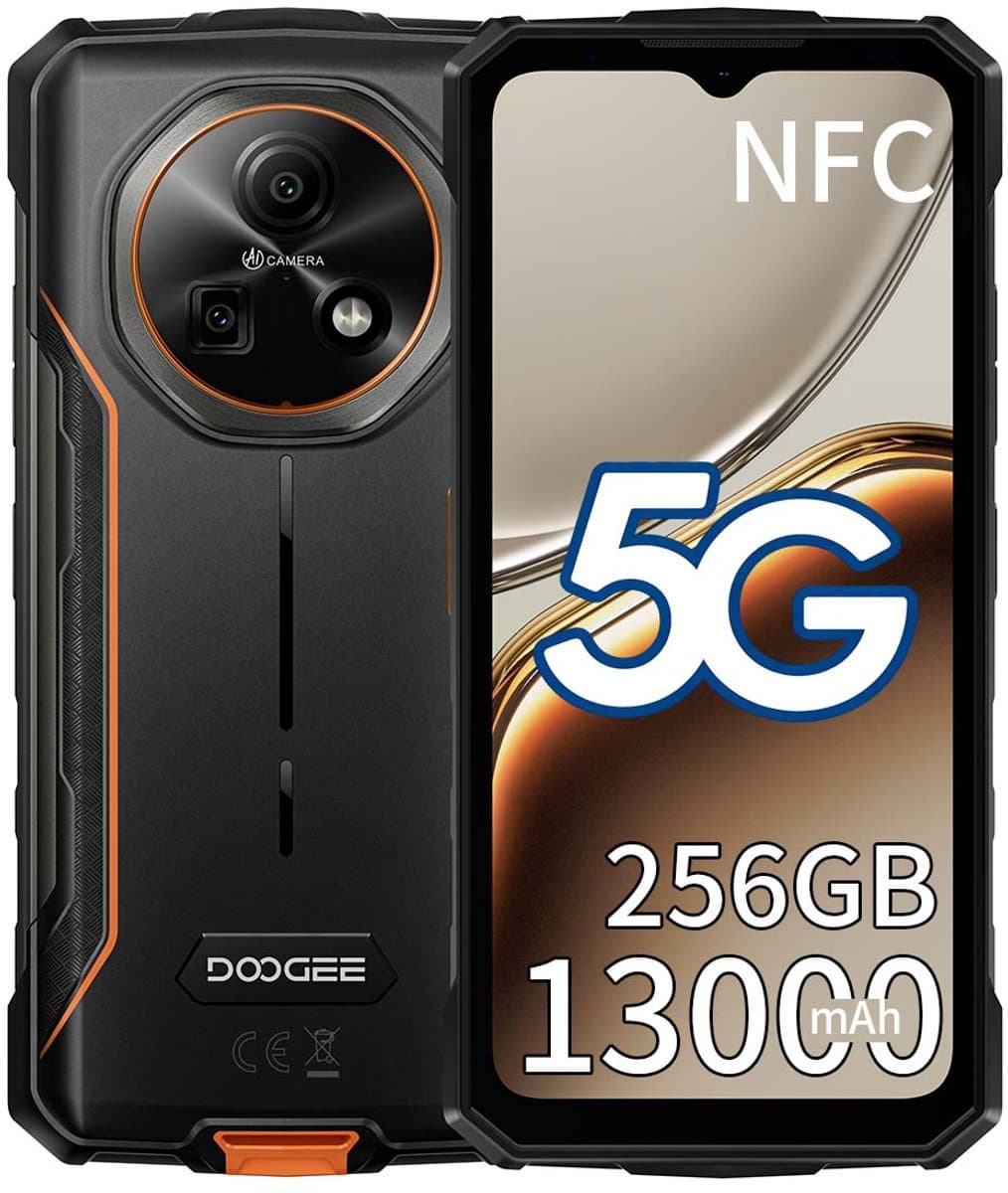 DOOGEE Fire 7 Robuuste Smartphone - IP68/IP69K Outdoor Telefoon - Dual SIM 5G - 6GB RAM - 128GB ROM - 13000mAh 18W - Android 15 - 6,6 inch - 64MP AI-camera - NFC, GPS, OTG - Oranje — afbeelding 1