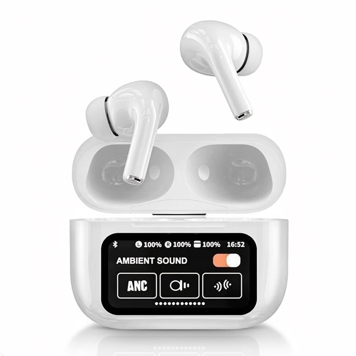 Tech Essentials FlexBeat - Draadloze Oordopjes met Active Noise Cancelling - Bluetooth 5.4 - In Ear Sport Oortjes voor Hardlopen - Microfoon - Earbuds met Oplaadcase - Muziek - Wit — afbeelding 1