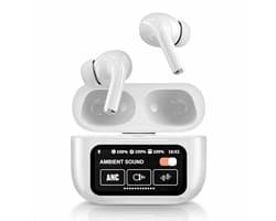 Tech Essentials FlexBeat - Draadloze Oordopjes met Active Noise Cancelling - Bluetooth 5.4 - In Ear Sport Oortjes voor Hardlopen - Microfoon - Earbuds met Oplaadcase - Muziek - Wit