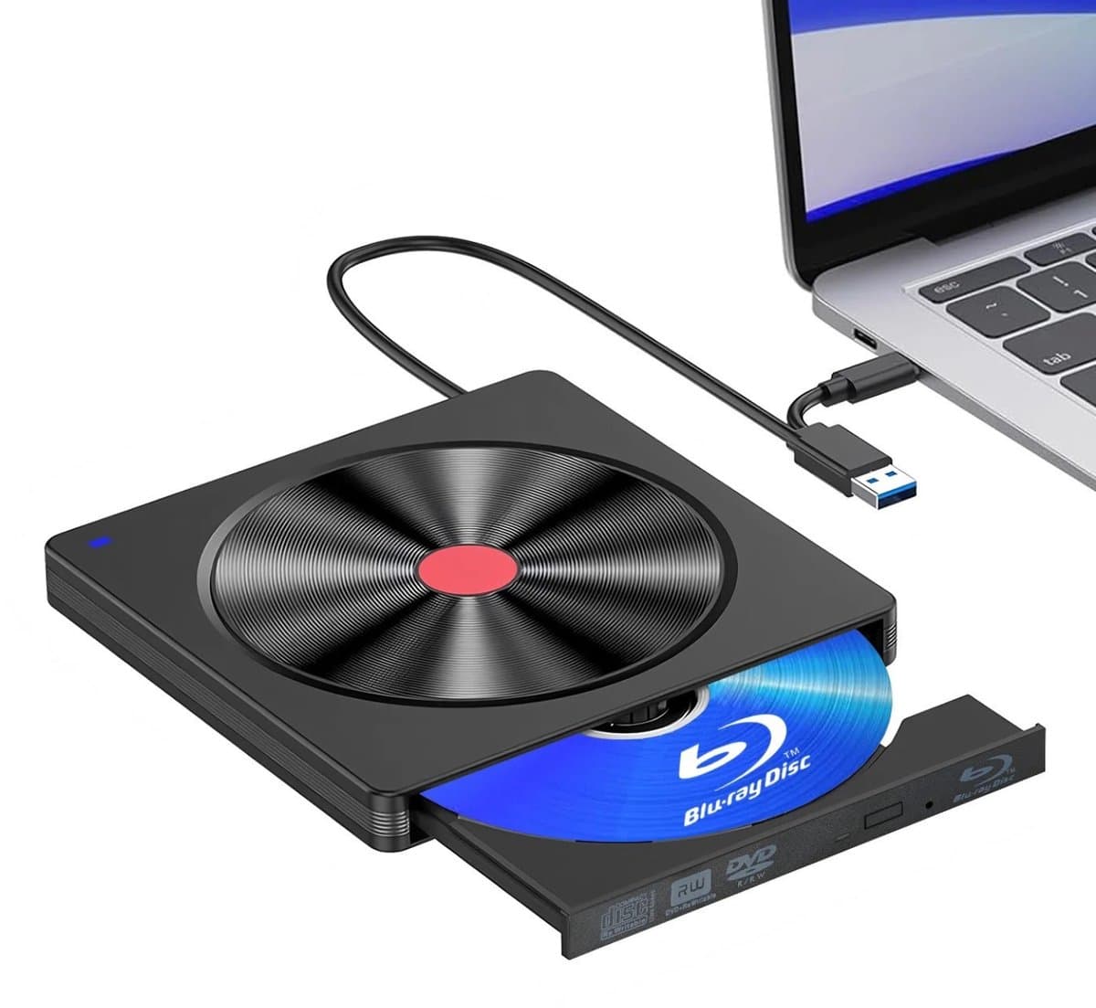 Rolu Draagbare DVD Speler – Draagbare Blu Ray/BD/CD Speler – USB C - USB 3.0 – Windows & Mac – Laptop — afbeelding 1