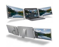 Triple Portable Monitor Flip 14" - Full HD Draagbare monitor met USB-C & HDMI - Tri screen - Plug & Play - Incl. Draagtas
