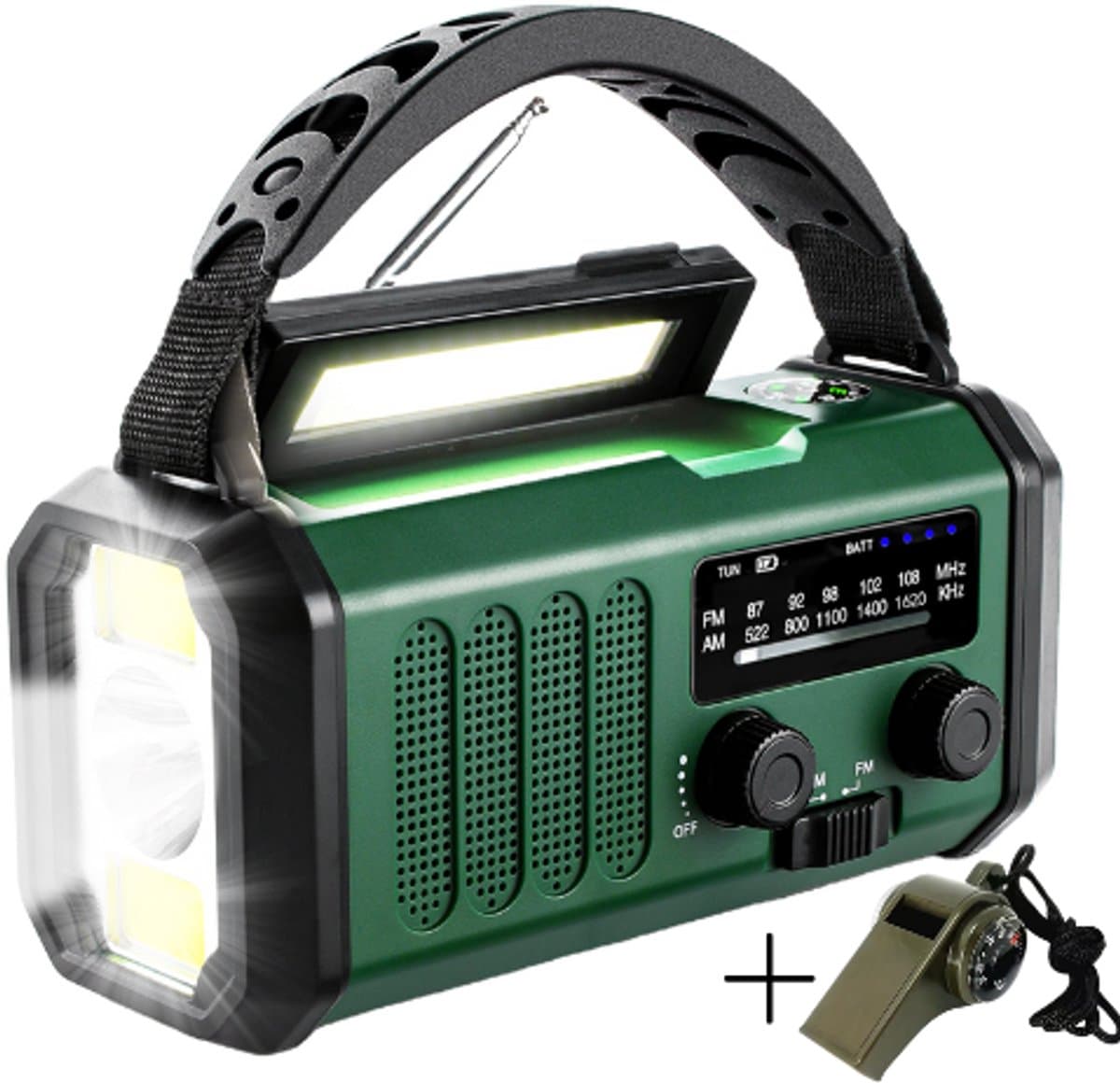 Liveno® Noodradio - 10.000mAh Powerbank – Solar & Opwindbaar – FM/AM Radio – Zaklamp & SOS Alarm – Voor Noodpakket, Kamperen & Stroomuitval — afbeelding 1