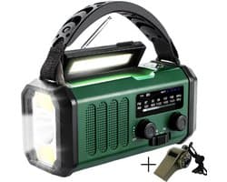 Liveno® Noodradio - 10.000mAh Powerbank – Solar & Opwindbaar – FM/AM Radio – Zaklamp & SOS Alarm – Voor Noodpakket, Kamperen & Stroomuitval