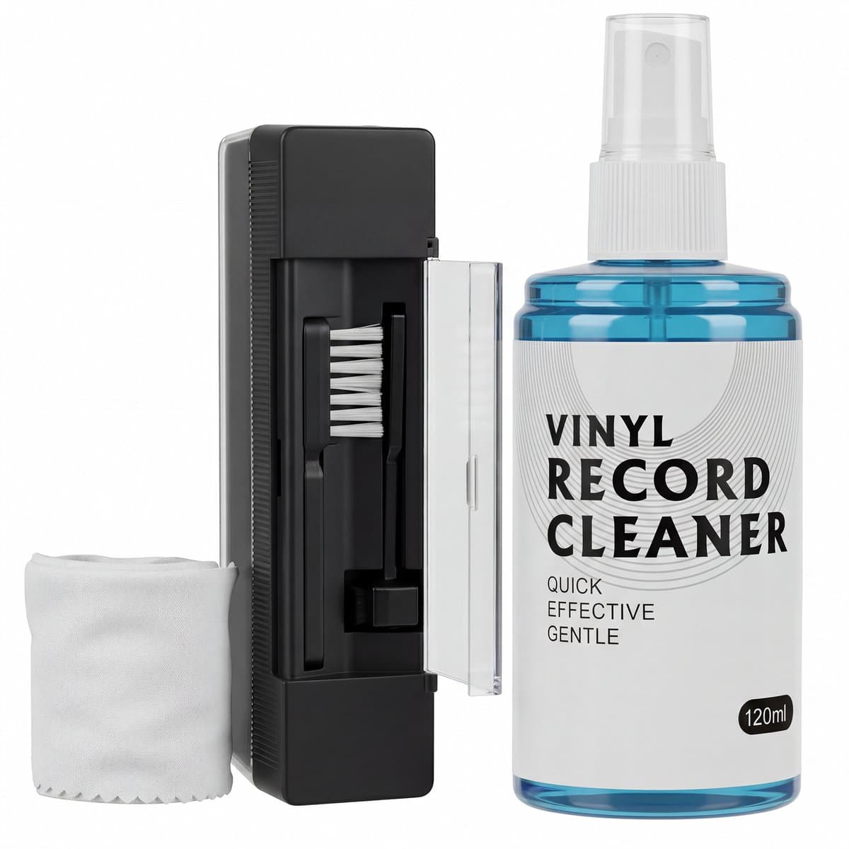 BLU LP Schoonmaakset - Incl Extra Vloeistof & reinigingsdoek - Vinyl Cleaning Kit - Platenborstel - Platenreiniger - Antistatisch - LP Borstel - Platen Schoonmaakset - Vinyl Borstel - Vinyl Reiniger - LP Reiniger — afbeelding 1