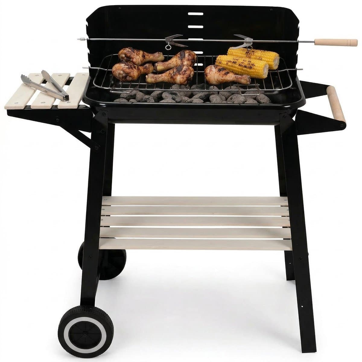 Lomera Verrijdbare Barbecue - Barbecue op Wielen - Houtskoolbarbecue - Barbecue Grill - Barbecue met Zijtafel - Tuinbarbecue - Buiten Barbecue - BBQ — afbeelding 1