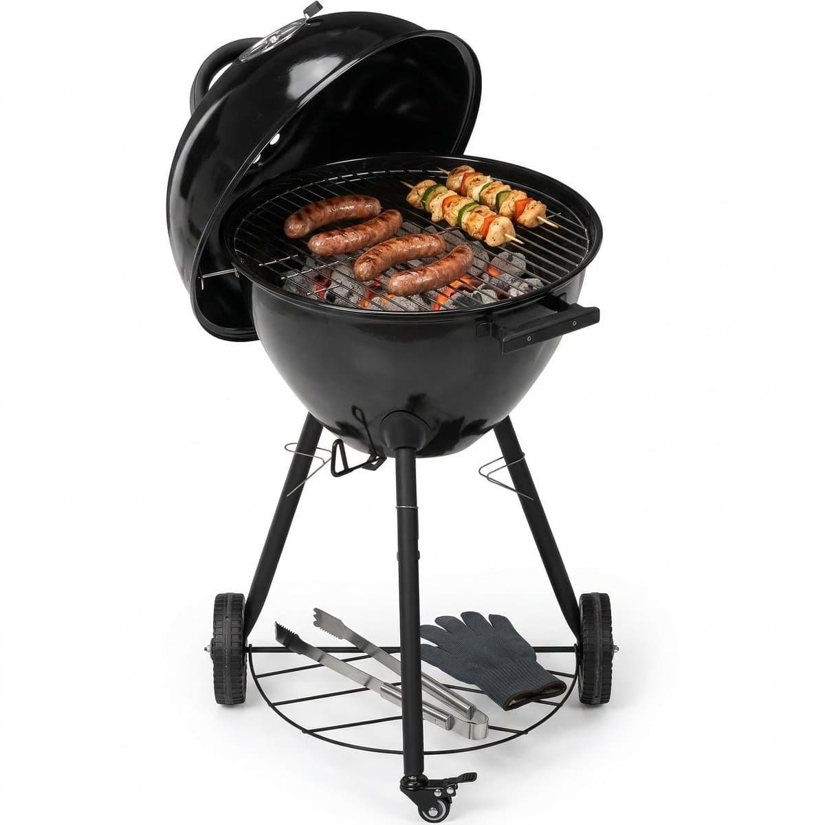 Lomera Houtskoolbarbecue - Houtskool BBQ - Houtskool Barbecue - Kogelbarbecue - Kogel BBQ - BBQ met Deksel - Houtskoolbarbecue met Deksel - Barbecue met Deksel - BBQ op Wielen - Barbecue op Wielen — afbeelding 1