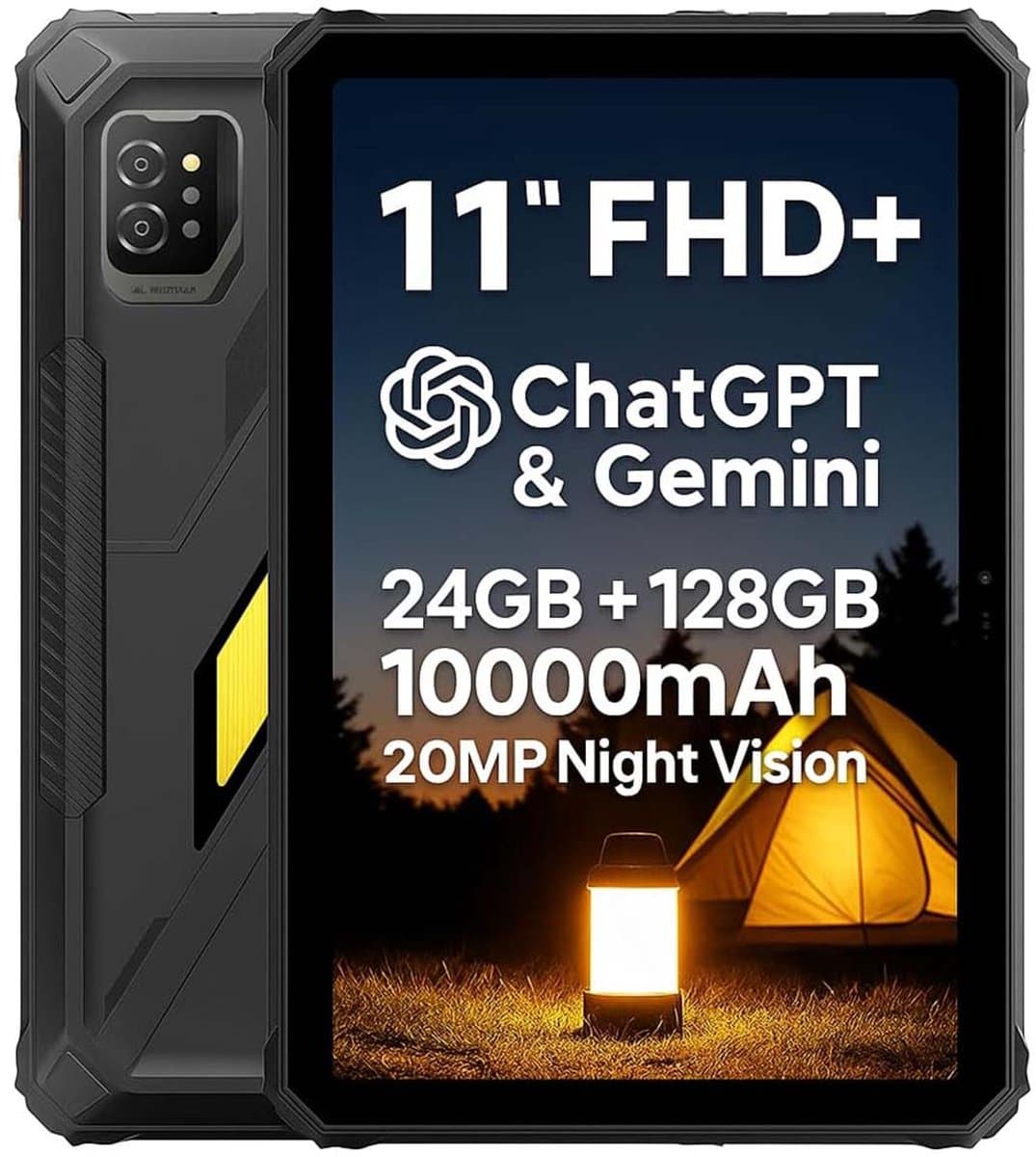 Tablet Blackview Active 7 - 24GB RAM - 128GB ROM - 11 inch - Android 15 - 10000mAh - BT 5,0 - Dual SIM 4G - GPS - OTG - NFC - Zwart — afbeelding 1