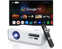 Aurzen EAZZE D1G Mini Beamer – Google TV – Full HD 1080p – 4K Ondersteuning – Mini Projector – HDR10 – Netflix – Dolby Audio – Auto Focus & Keystone – WiFi 5G & Bluetooth 5.1 – Stream eenvoudig vanaf je smartphone – Chromecast ingebouwd