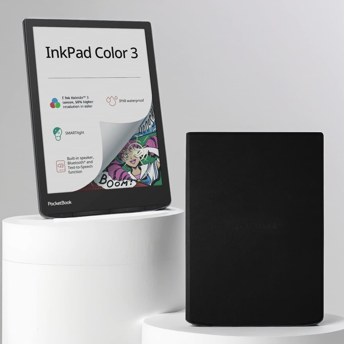 PocketBook InkPad Color 3 e-reader – 7.8 inch – 32 GB – waterdicht + Zwarte Flip Cover – voordeelbundel — afbeelding 1