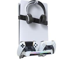 PlayCool 2-in-1 RGB Muurbeugel & Oplaadstation – Geschikt voor PlayStation 5 / PS5 Slim / PS5 Pro (Disc & Digital) – DualSense (Edge) Controller – Met LED Oplaadindicator