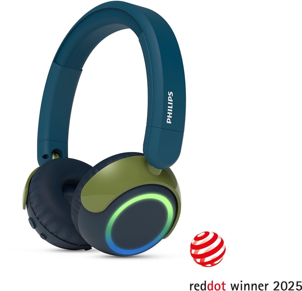 PHILIPS TAK4200CT 4200-serie On Ear draadloze opvouwbare hoofdtelefoon voor kinderen - 45 uur afspeeltijd, beperkt volume, Audio delen, laadkabel meegeleverd - Ambiant verlichting - Kristalgroen — afbeelding 1
