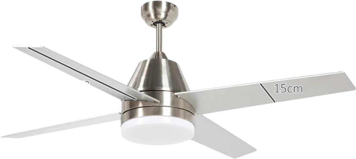 Bovista Plafondventilator - Met Verlichting - Plafond Ventilator - Met Lamp - Plafonniere Met Ventilator - Met Licht - Zilver - 130cm — afbeelding 1