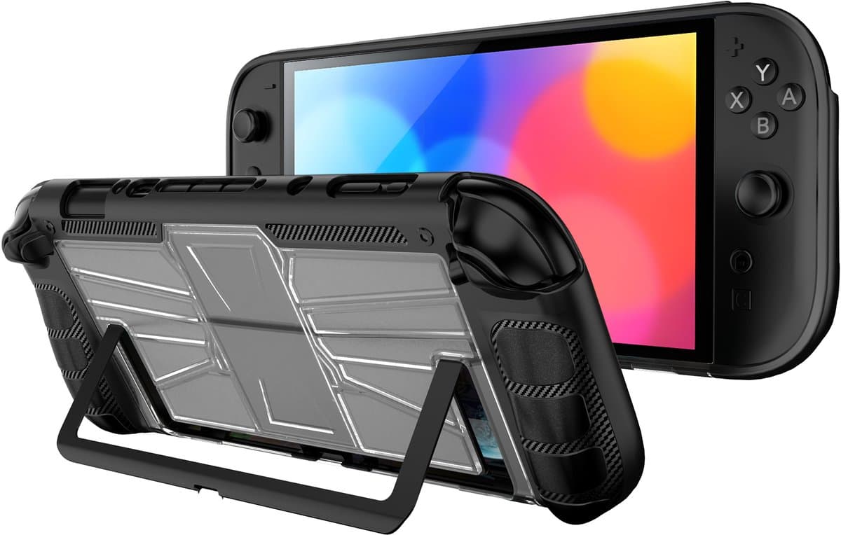 YONO Grip Case geschikt voor Nintendo Switch 2 - Ergonomische Cover met Standaard - Zwart — afbeelding 1