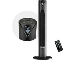 CoolHome CF2205 Ventilator - Stille torenventilator met afstandsbediening - Waaier met timer - Ventilator staand - Tower fan met dimbaar LED scherm - 96 cm - Zwart