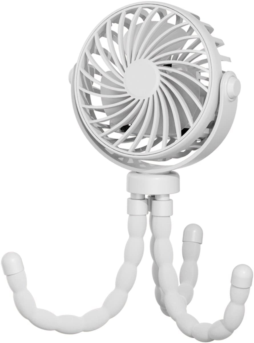 Handventilator - Draagbare Ventilator Oplaadbaar - Wit - Hand Tafelventilator Draadloos - Kinderwagen Mini Fan - 3 Standen - mini ventilator - festival ventilator - octopus ventilator — afbeelding 1