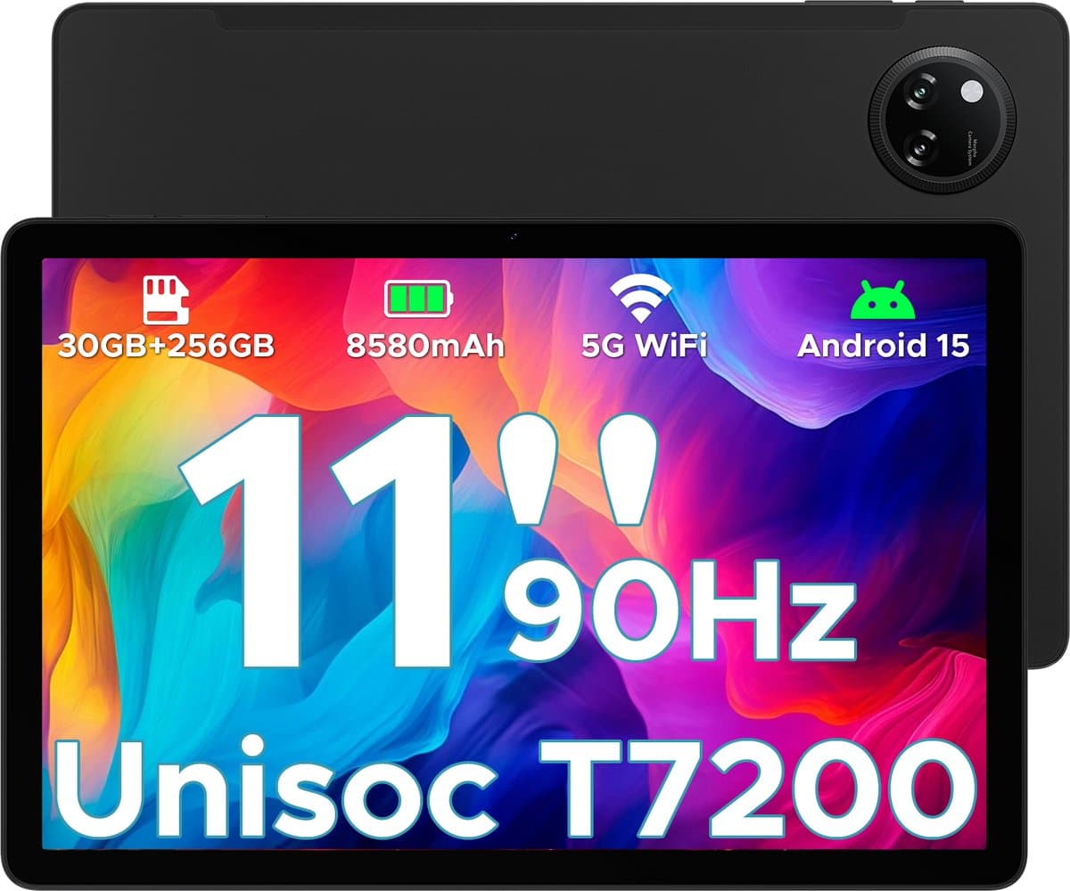 DOOGEE Tab A9 Pro+ - Tablet - 30GB RAM (6GB+24GB) - 128GB ROM(TB/TF)- 11Inth 90Hz HD+ - 8580mAh - Android 15 - Unisoc T7200 - Dual Speakers - Zwart — afbeelding 1