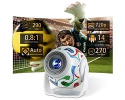 Mini Beamer Draagbaar - 290 ANSI Lumen - LCD Scherm - 1280 x 720 Resolutie - Wi-Fi 6 En Bluetooth - Voor Thuisbioscoop En Gaming