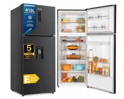 Heinner HF-HM413NFDXWDE++ Koel-vriescombinatie met Waterdispenser 413 L – Full No Frost – Inverter – LED Touch Display – Power Cool – Inox Antraciet – 5 Jaar Garantie