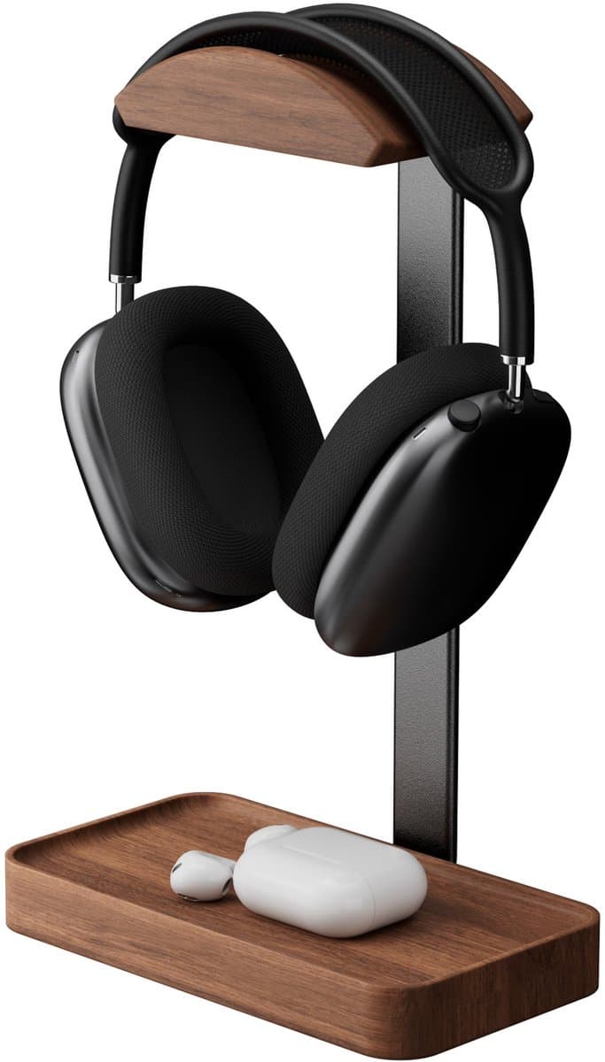 Notenhouten Koptelefoon Standaard - Koptelefoon houder - Headset houder - Gaming Headset Stand - Met Opbergbasis - Hoofdtelefoon Standaard Bureau - Koptelefoon Standaard Universeel — afbeelding 1