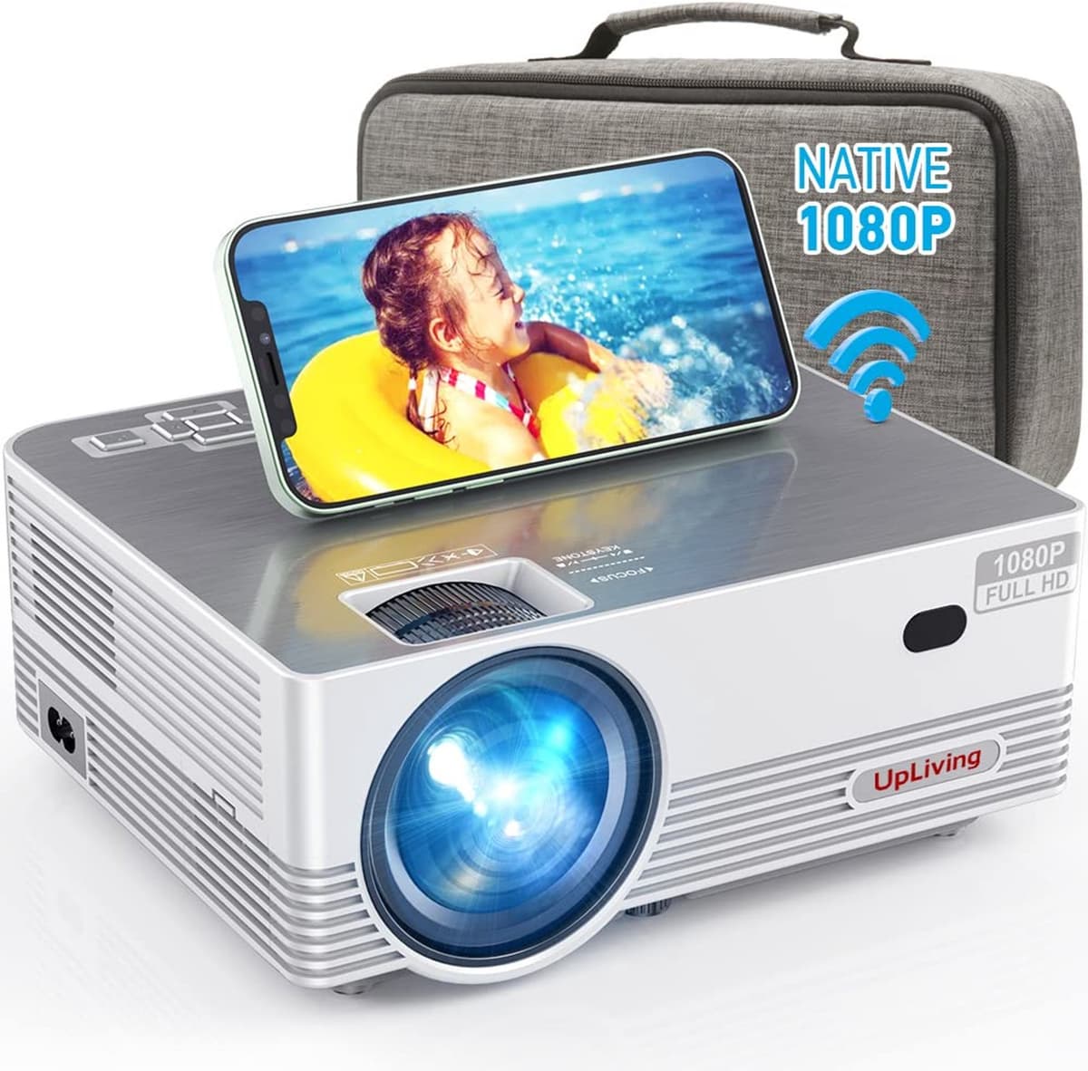 Beamer Draagbaar - 1920 x 1080 Full HD WiFi Bluetooth - 8000 Lumen LCD LED - Voor Thuisbioscoop En Entertainment — afbeelding 1