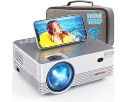 Beamer Draagbaar - 1920 x 1080 Full HD WiFi Bluetooth - 8000 Lumen LCD LED - Voor Thuisbioscoop En Entertainment