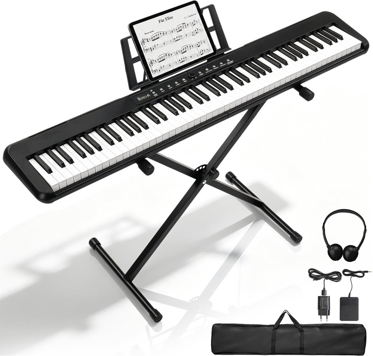 LEADZM Elektronische piano-keyboard- 88 toetsen - MIDI USB - 2000+ geluiden en ritmes - X-standaard + pedaal — afbeelding 1