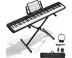 LEADZM Elektronische piano-keyboard- 88 toetsen - MIDI USB - 2000+ geluiden en ritmes - X-standaard + pedaal