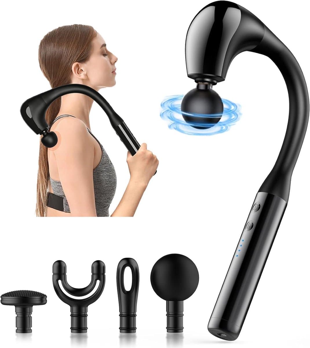 SnelShoppen - Massage Hammer, Nek en Schouder Massager, Spier Massage Gun met Timer Functie, Diepe Weefsel Percussie Massager voor Ontspanning en Pijn — afbeelding 1