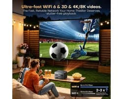 Beamer X08MAX Met TV Stick - 4000 ANSI Lumen - 1920 x 1080 Resolutie - LCD - Android 14.0 Smart Systeem - Voor Thuisbioscoop