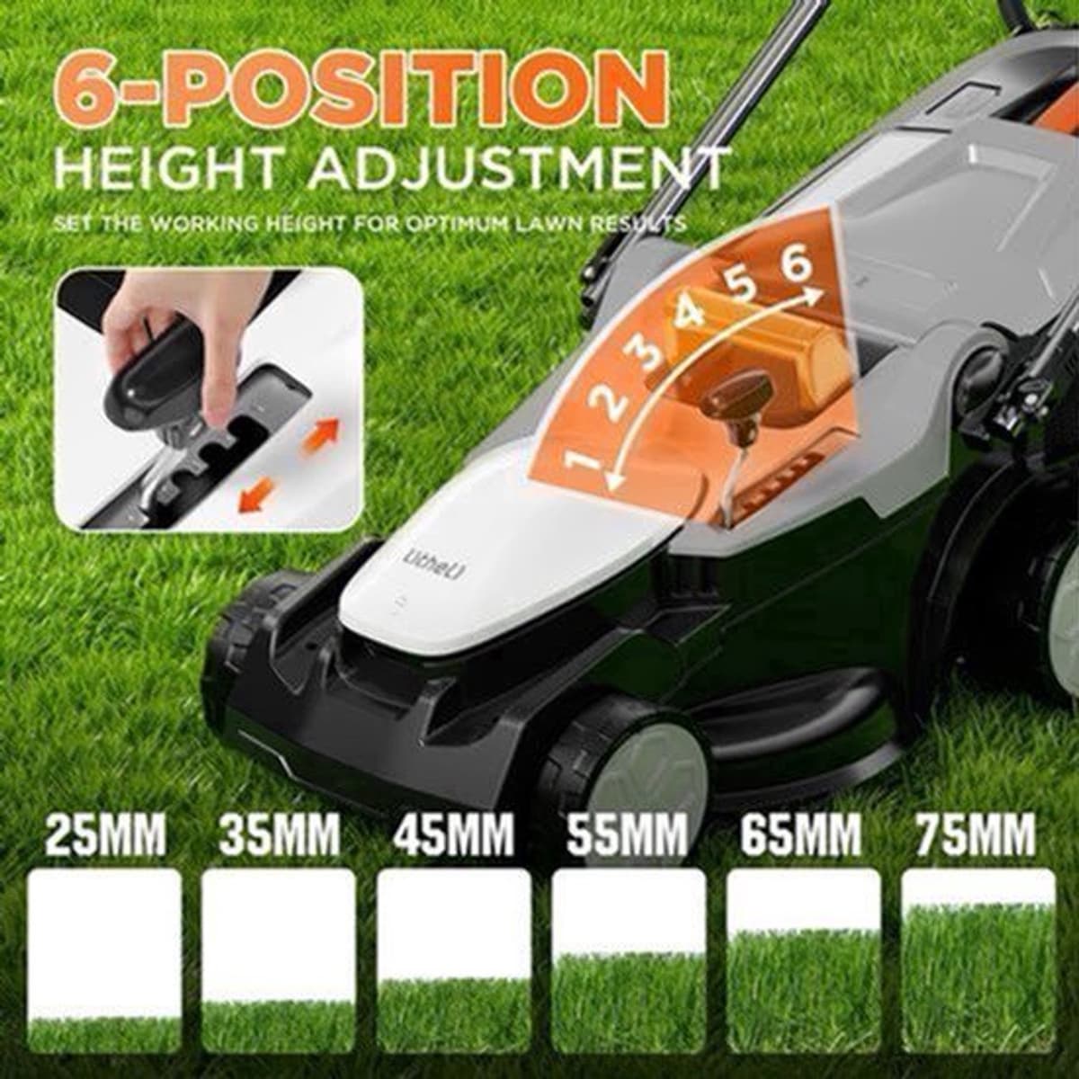 Accugrasmaaier – Elektrische Grasmaaier – Draadloze Grasmaaier – Lithium-ion Maaier – Tuinmaaier – 37 cm Maaibreedte – 2 x 4,0 Ah Accu’s Met 40L Opvangbak — afbeelding 1