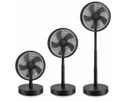 Bresht Opvouwbare Staande Ventilator - 8000 mAh - 4 Snelheden - 5 hoogtestanden - Afstandsbediening - USB-C - Zwart - 22 × 105 cm