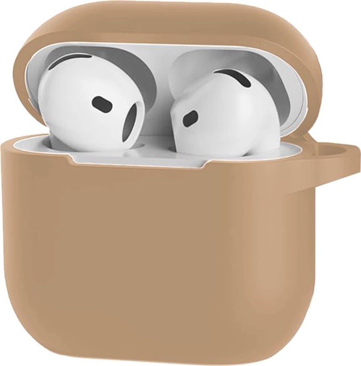 Bescherm je AirPods 4 met onze handige Siliconen Hoes - Geschikt voor Apple AirPods 4 - Met Clip Cover - Zand — afbeelding 1