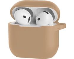 Bescherm je AirPods 4 met onze handige Siliconen Hoes - Geschikt voor Apple AirPods 4 - Met Clip Cover - Zand