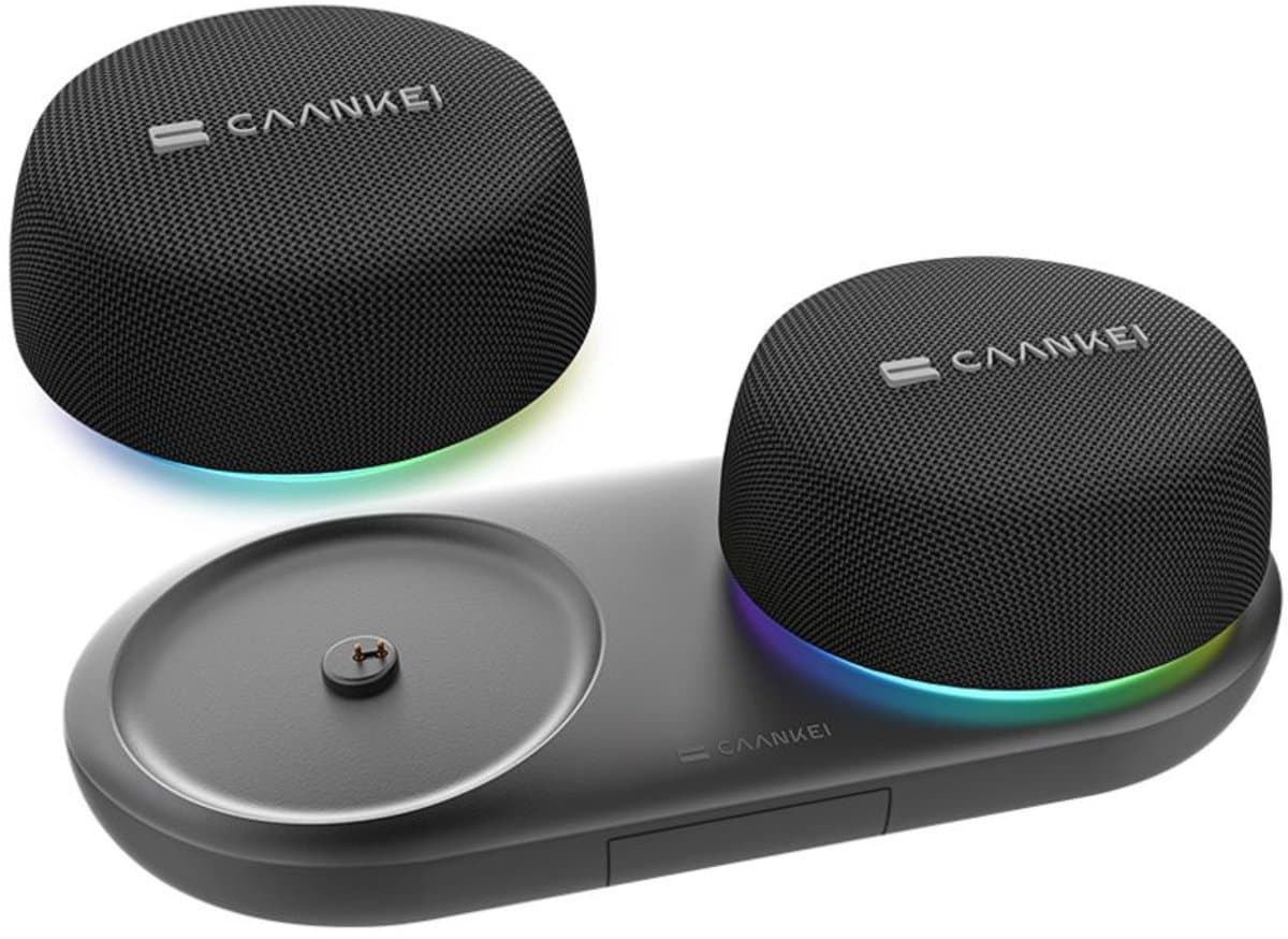 Caankei Draadloze Bluetooth Speakers - 2 Party Speakers met RGB licht - Multipairing - Draadloze Muziek Box - Stereogeluid voor PC / Laptop - met Magneet - Met Telefoonhouder - Zwart — afbeelding 1