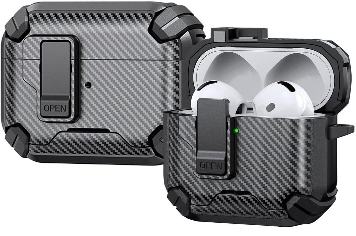 Telestore - AirPods Pro 3 Carbon hard case cover - Carbon hybride zwart hoesje Beschermhoes - AirPods pro 3 Cover - hoesje geschikt voor Apple Airpods pro 3 - zwart - Carbon hard cover - met MagSafe functie — afbeelding 1