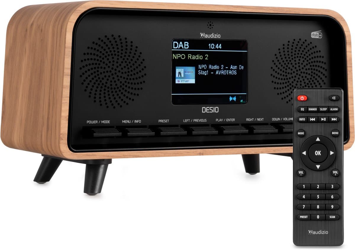 DAB radio - Audizio Desio - Retro radio - DAB, DAB+ en FM - Radio met Bluetooth - Houtlook licht — afbeelding 1