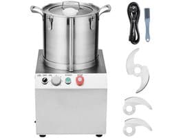Keukenmachine Groentehakker - Voedselverwerker 15 L - RVS Voedselveilig - Met 2 Extra S-vormige Messen - Multifunctioneel - Voor Groenten, Fruit en Granen - Zilver