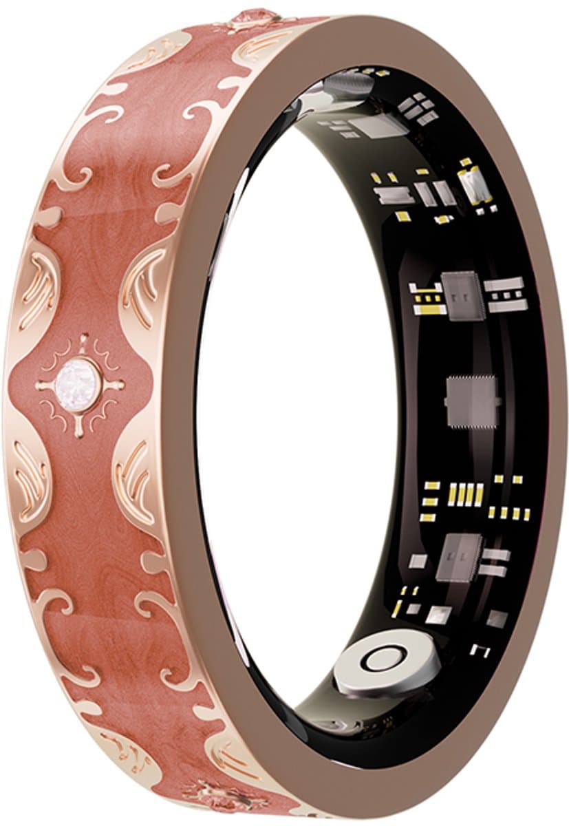 WizBay Premium Select® Bohemian Smart Ring - Coral Orange - Hartslag, Slaap en Zuurstofmeting - Activiteitstracker - Maat 9 — afbeelding 1