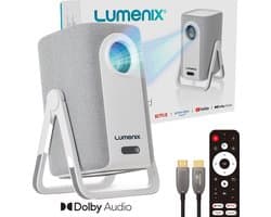 Lumenix® AIR – Google TV – Chromecast ingebouwd – Thuisbioscoop met Netflix – 500 ANSI – Full HD 1080p (4K ondersteund) – WiFi 6 & Bluetooth 5.2 – Autofocus & Auto Keystone – Home Cinema Projector