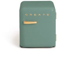 CREATE - Koelkast in retrostijl - Sage - Handvat Hout - FRIDGE RETRO 48L
