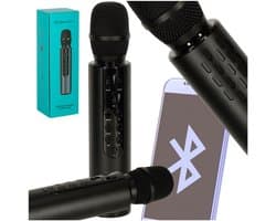 Draadloze Karaoke Microfoon - Bluetooth Karaoke Mic - Zwart - Inclusief Speaker Reverb en Muziekbediening - Ondersteunt Bluetooth en AUX - 2000mAh Accu - Voor Feestjes Zang en Entertainment