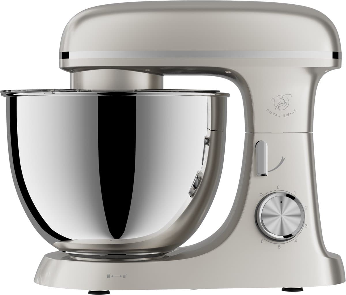 keukenmachine – 2000W Vermogen – 8,5L RVS Kom – Planetair Mengsysteem – Kleur: Crème – Royal Swiss — afbeelding 1