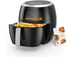 Airfryer oven - Hetelucht friteuse - 8 liter - 8 programma's - 1500 watt - zichtvenster - LED touch screen - RVS, zonder BPA + receptenboek