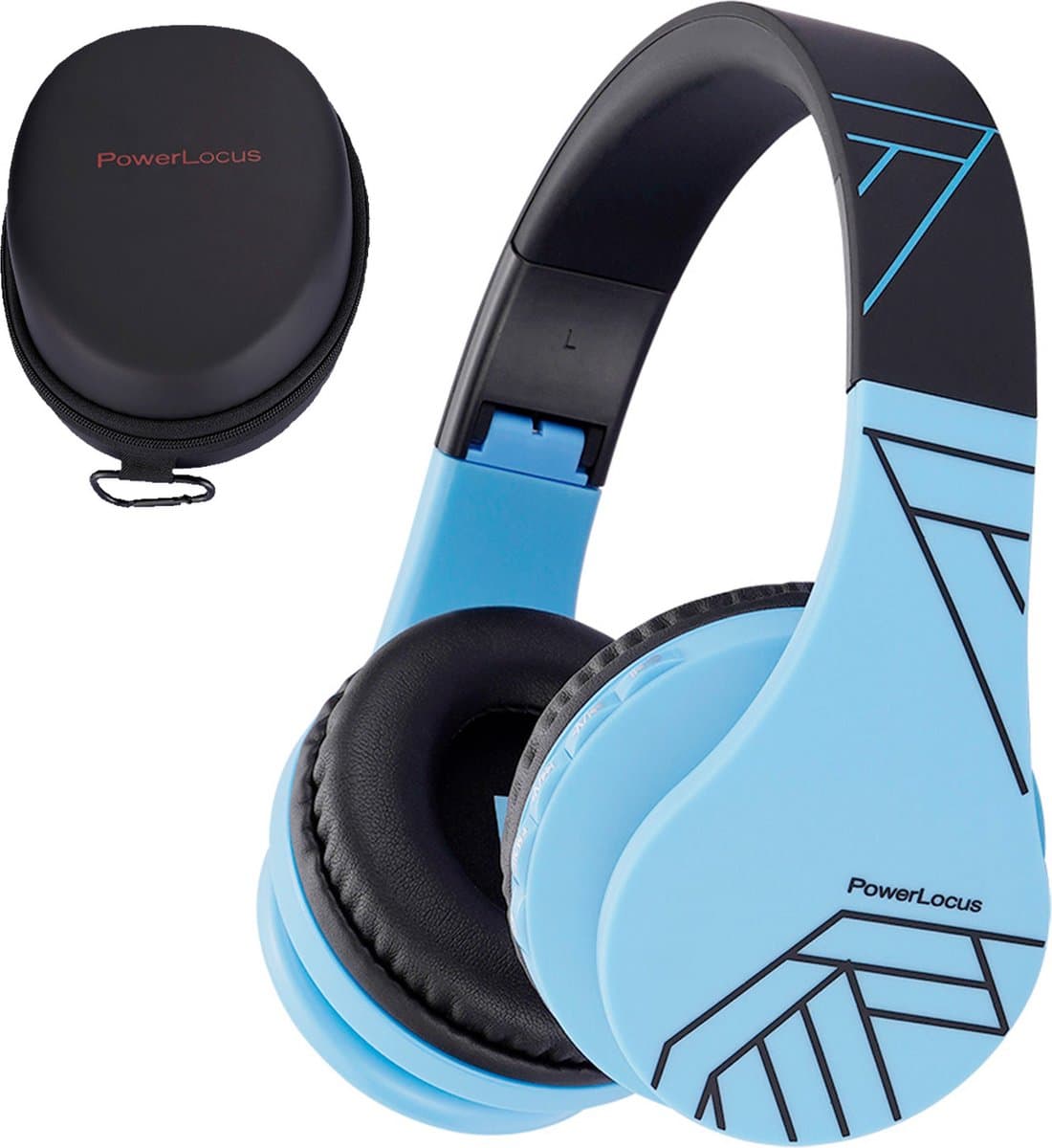 PowerLocus P1 Kids Kinder Koptelefoon Draadloos - Koptelefoon voor kinderen - Veilig volume van 85 dB - Bluetooth Hoofdtelefoon - Met microfoon - incl. Premium Case - Blauw/Zwart — afbeelding 1