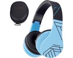 PowerLocus P1 Kids Kinder Koptelefoon Draadloos - Koptelefoon voor kinderen - Veilig volume van 85 dB - Bluetooth Hoofdtelefoon - Met microfoon - incl. Premium Case - Blauw/Zwart