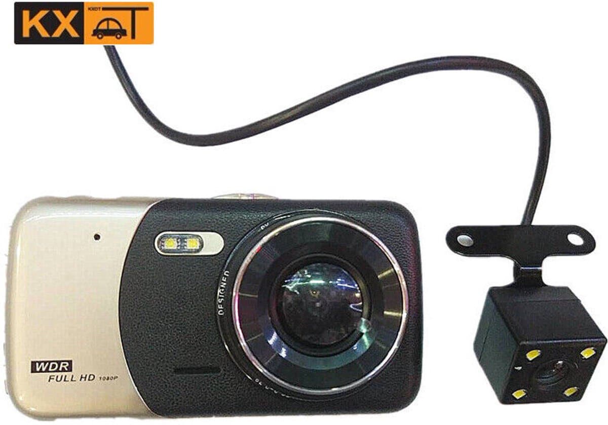 Dubbele lens voor en achter HD-opname groothoek 4-inch rijrecorder — afbeelding 1
