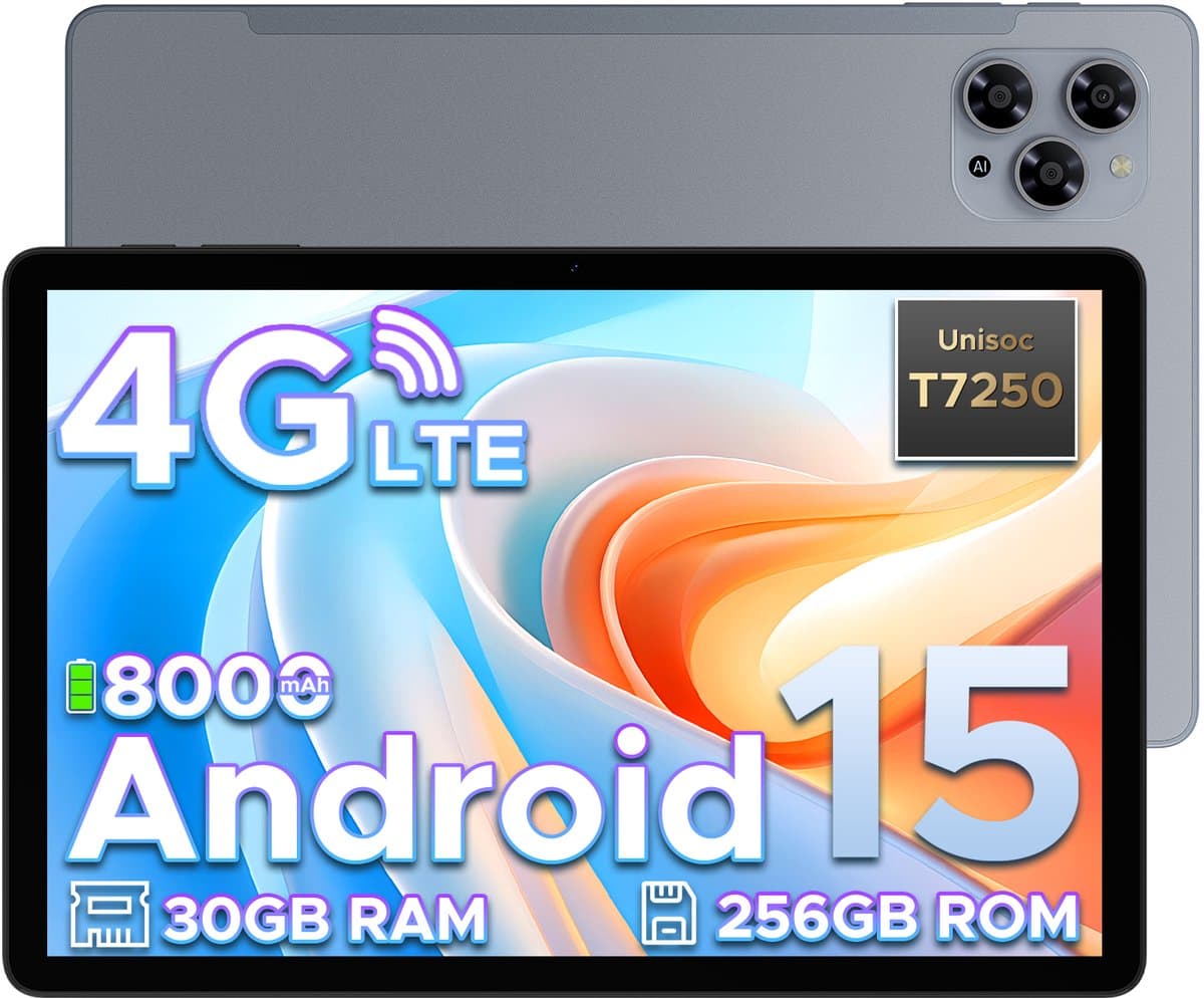 Doogee Tab G6-Android 15 Tablet-11 inth +90Hz - 4G LTE -6GB RAM+256 GB ROM (2TB TF) - Dubbele luidsprekers -8000 mAh- T7250 octa-core - 5G WiFi - BT5.0- Grijs — afbeelding 1